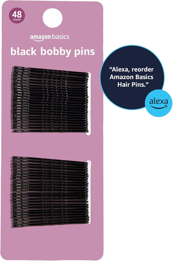 Bobby Pins, Black Hair Pins for All Hair Types, 48 Count