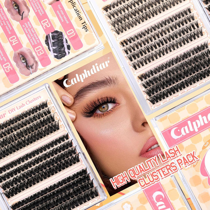 Eyelash Clusters 30D+40D+50D+60D+80D+100D Lash Clusters Wispy Individual Lashes 476PCS D-Curly Lash Extension 10-16MM Natural Lashes Clusters DIY Cluster Eyelash Extensions for Beginners