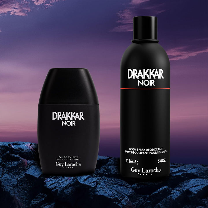 Guy Laroche Drakkar Noir, Iconic Designer Fragrance, Intense & Powerful Body Spray, Fougere Blend & Aromatic Spices, Long Lasting Mens Cologne, Day and Evening Scent