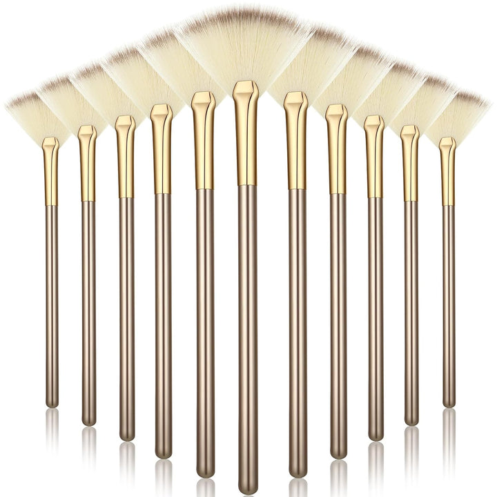 12 Pcs Soft Facial Fan Brush Blush Makeup Brush Face Mask Acid Applicator Multi Use Cosmetic Tools for Peel Mask Makeup for Mud Cream(Black)