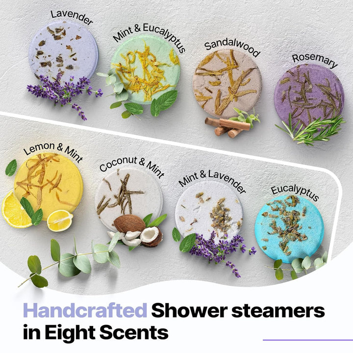 Shower Steamers Aromatherapy Birthday Gifts for Women -  8 Pcs Stocking Stuffers White Elephant Gifts for Adults Mom Men Teen Self Care with Natural Essential Oils Relaxation Home SPA Christmas