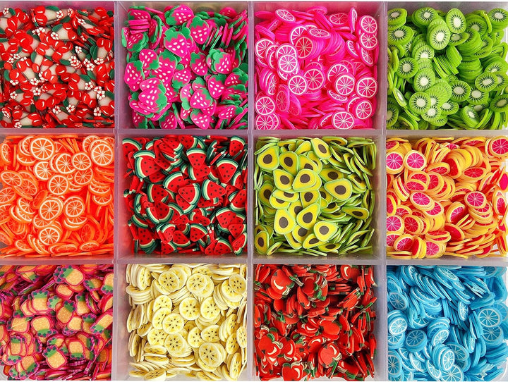 16800Pcs Fruit Slices Fruit Nail Art Slices Polymer Clay Slice Nail 3D Polymer Slice Colorful DIY Nail Art Supplies for DIY Crafts （24 Styles）