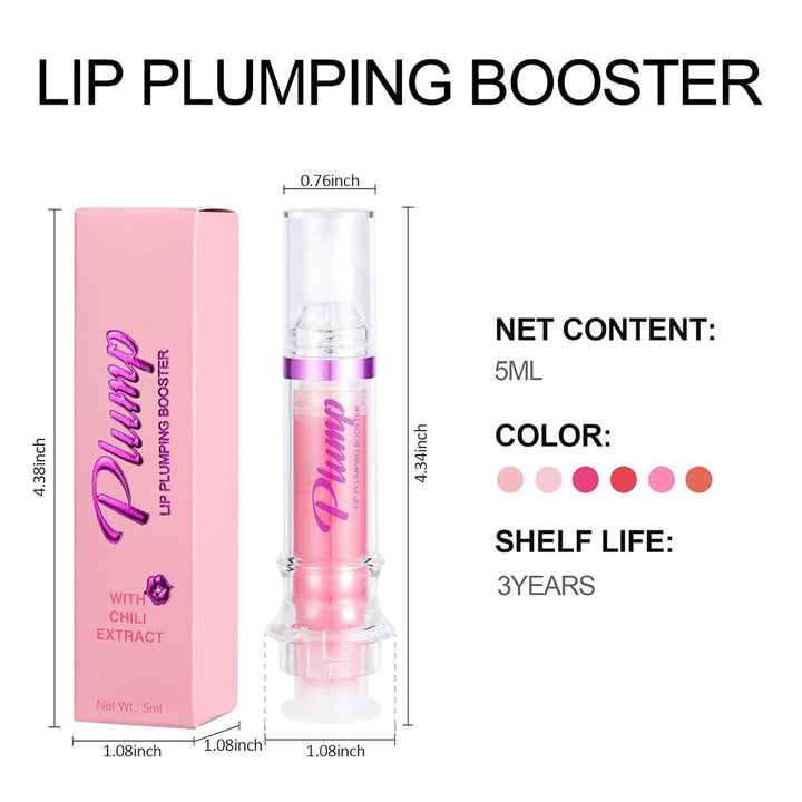 Lip Plumper Gloss, Natural Spicy Lip Plumping Booster, Ultra-Hydrating & Nourishing Plump Lip Plumper, Glossy Finish Fuller Lip Plumping Oil for Women Girls, 01#