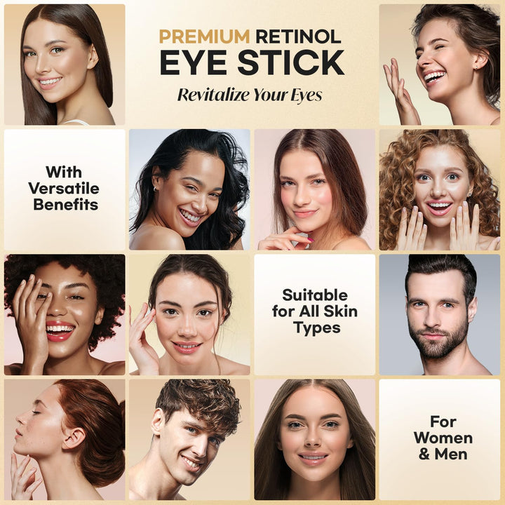 Retinol Eye Stick with Collagen, Hyaluronic Acid for Dark Circle, under Eye Cream anti Aging, for Puffiness and Bags Reduces Fine Lines (Retinol Eye Stick, 1Pcs)