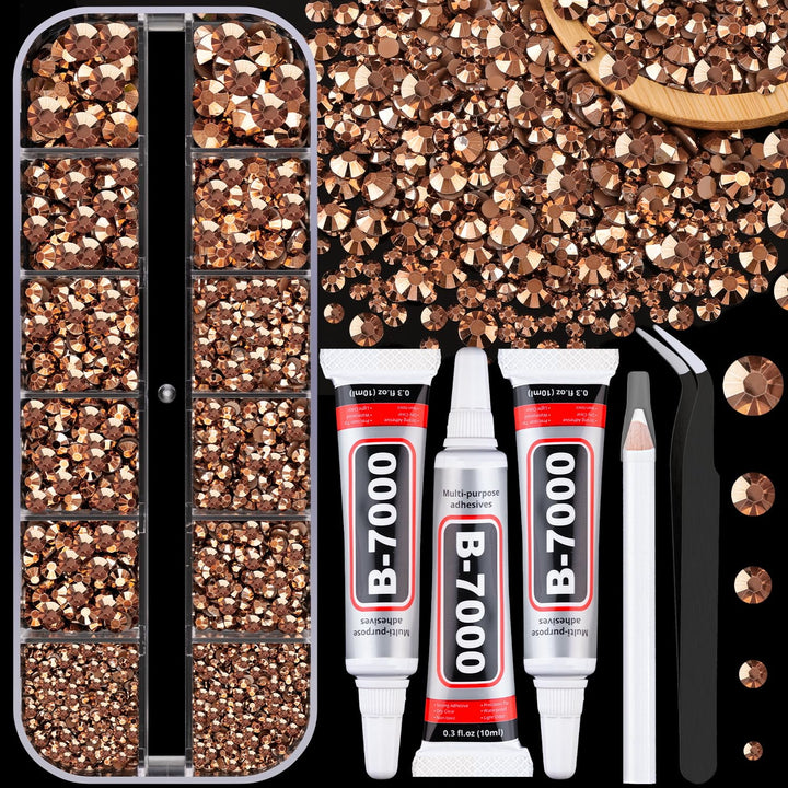 30000Pcs Resin Jelly Rhinestones for Bedazzling, Multicolor 3Mm Flatback Gems for Diamond Art, Bedazzler Kit with 3Pcs 10Ml B7000 Jewelry Glue for Nail Art Crafting Book Makeup