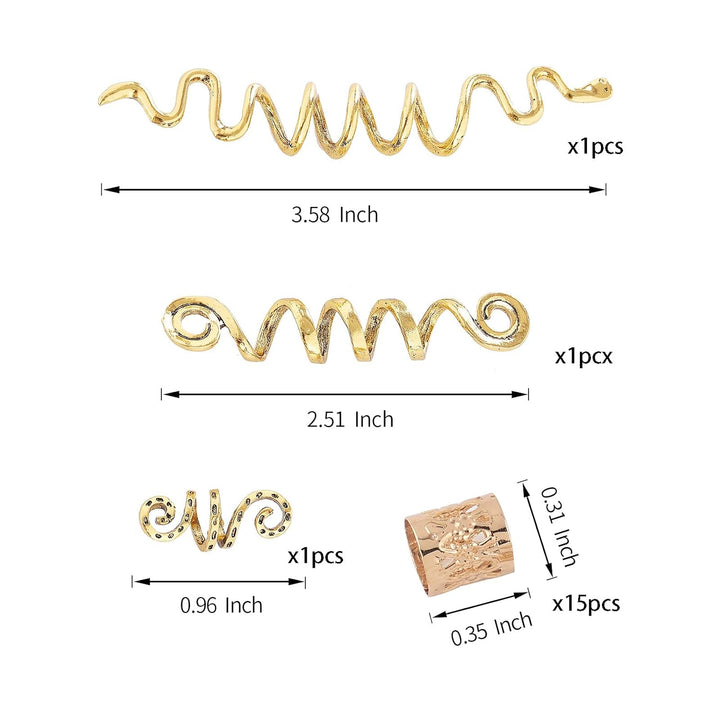 18Pcs Hair Accessories Loc Hair Jewelry for Women Braids, Dreadlock Beads Metal Hair Clips Decoration Gold(Multiple Styles)-Style4