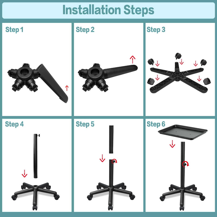 Salon Tray on Wheels, Salon Rolling Tray with Adjustable Height, Hair Stylist Tray, Suitable for Tattoo Tray and Dental Tray