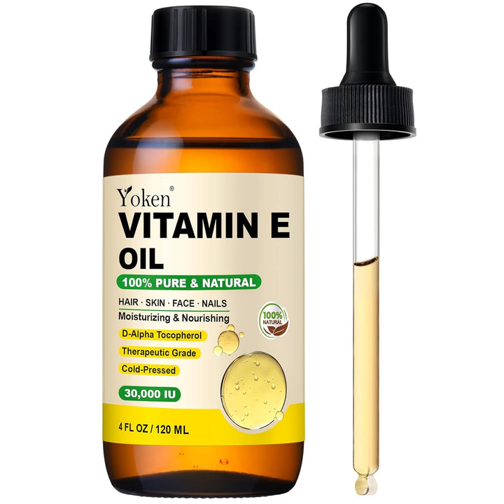 Vitamin E Oil 8 Fl Oz Organic Vitamin E Oil for Skin Vitamine Oils for Scars Hair,Face,Nail,Scalp Perfect Bath and Body Oil Cold Pressed Hexane Free Non-Gmo Gluten Free Formula