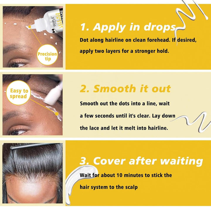 Wig Glue for Lace Front Wigs, Waterproof Lace Front Wig Glue for Wigs, Strong Hold Transparent Lace Adhesive for Hair Replacement Invisible Hair Bonding Wig Adhesive(1.28 Fl Oz)