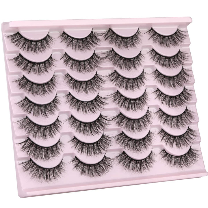 False Eyelashes 14Mm Faux 3D Mink Lashes Natural Look Cat Eye Wispy Lashes Pack by , 14 Pairs