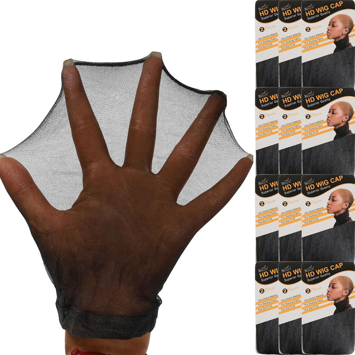 Dark Brown Skinlike HD Wig Cap for Women, 4 Pieces Invisible Ultra-Thin Stretchy Stocking Caps for Lace Front Wigs