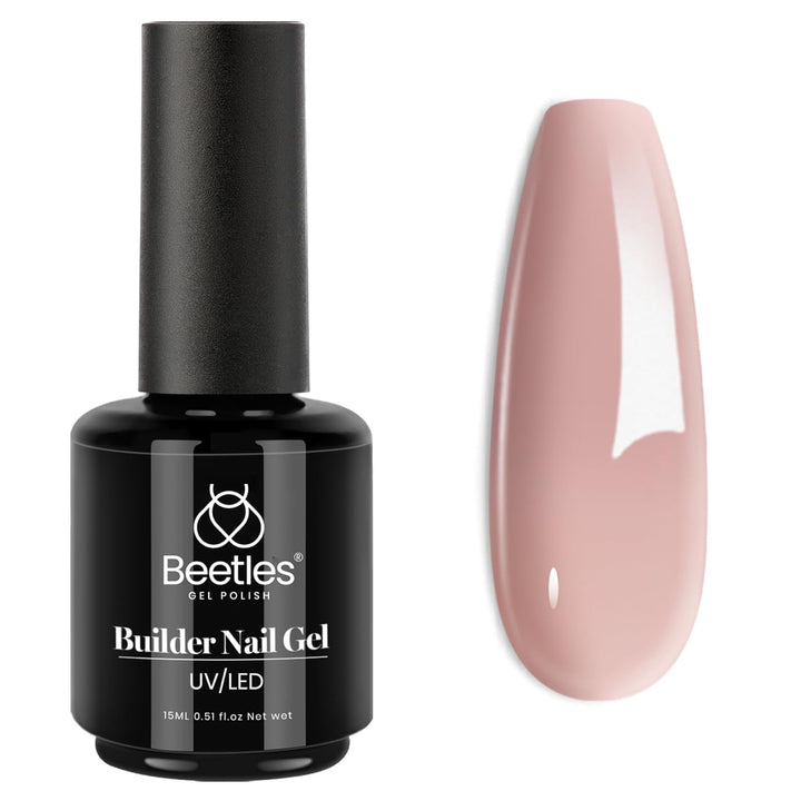 Beetles Builder Gel for Nails-Cover Nude Translucent 7 in 1 Nail Thickening Strengthening Building Apex for Beginner DIY Salon at Home,Natural Nude Builder Nail Gel, UV & LED Lamp Cured Needed