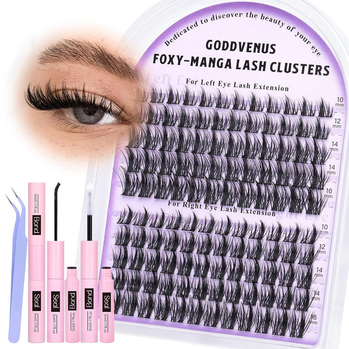 Lash Clusters Kit Wispy Eyelash Clusters Lashes Natural DIY Lash Extension Kit 10-16Mm Cluster Eyelash Extensions Kit 300Pcs C Curl Individual Lashes Cluster Eyelash (No Tweezers)