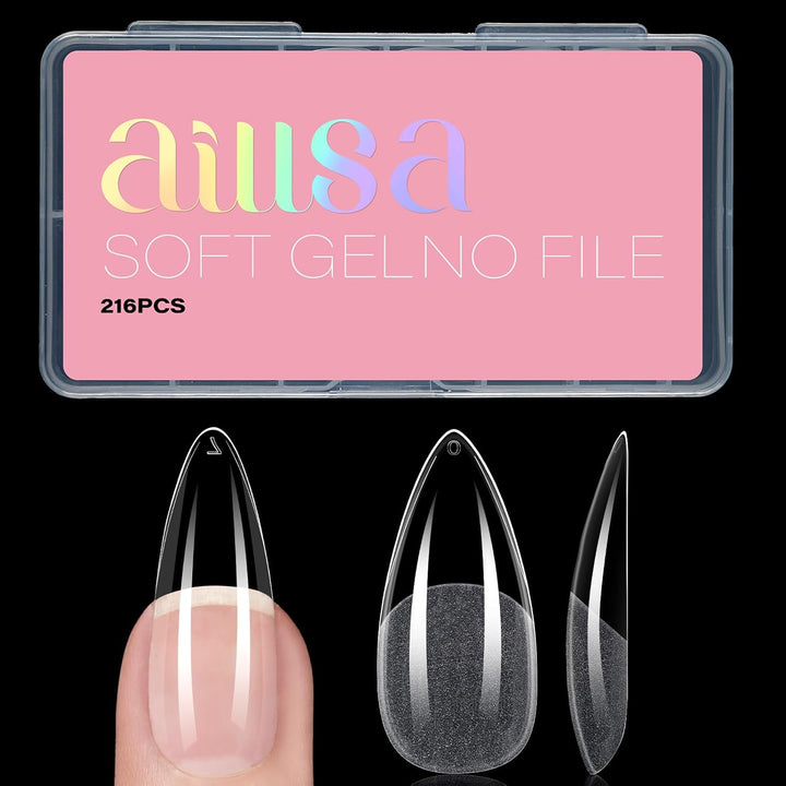 Short Almond Nail Tips Pre-Shaped Acrylic Nail Tips Half Matte Full Cover Nails Tips Clear Gelly Press on Flase Tip Nail for Extension Nail Manicure Home DIY 240PCS 15Sizes