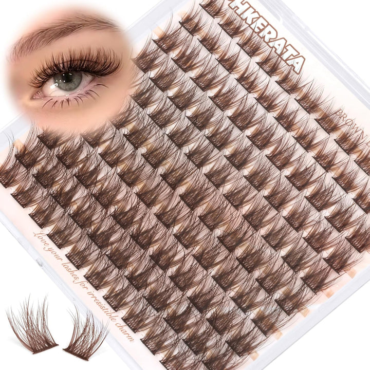 Natural Lash Clusters Wispy Eyelash Clusters 110Pcs Cluster Eyelash Extensions C Curl Individual Lashes 10-16MM Mix Length Natural Look Lashes Clusters with Thin Lash Band, Black