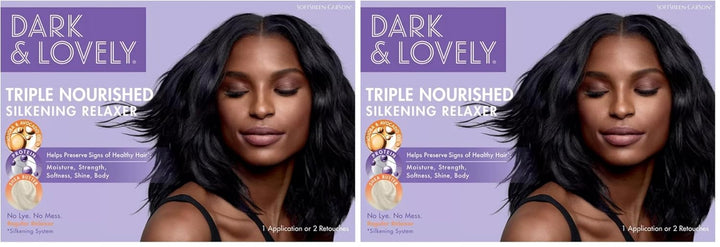 -Carson Dark and Lovely Triple Nourished Silkening Relaxer No-Lye Regular Strength with Shea Butter, Jojoba and Avocado Oils, Regular
