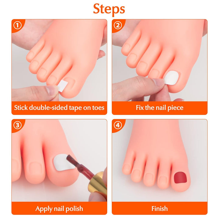 Practice Fake Foot Model 1 Pair Flexible Soft Silicone Prosthetic Manicure Tool for Nail Tips Art Training