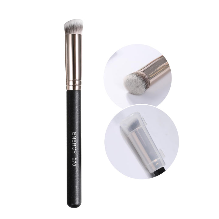 Concealer Brush under Eye Mini Angled Flat Top Kabuki Nose Contour Brush for Concealing Blending Setting Buffing with Powder Liquid Cream Cosmetic Pro Small Makeup Foundation Brushes 270