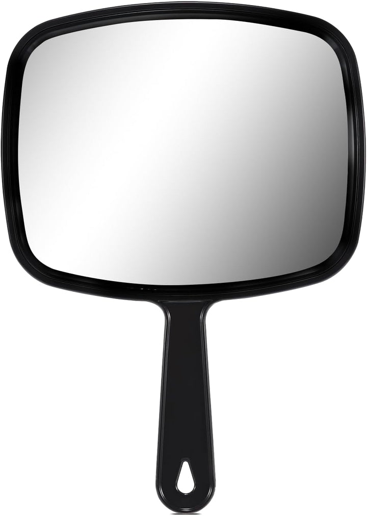 9.3" L X 6.6" W Hand Mirror, All Black Handheld Mirror with Handle