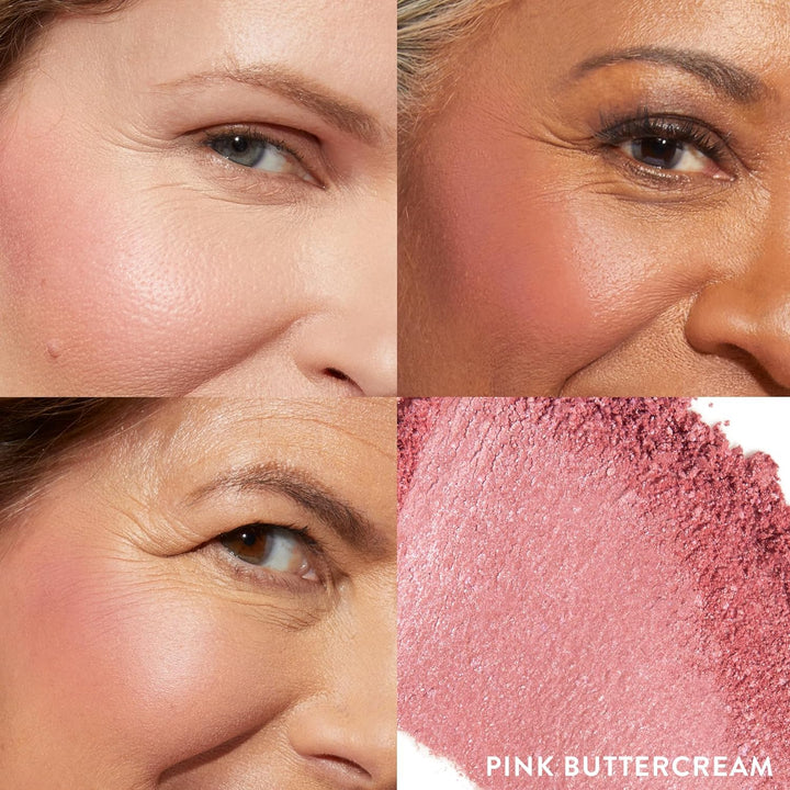 Baked Blush-N-Brighten Marbleized Blush for Cheeks - Pink Buttercream - Natural Finish - Buildable Color