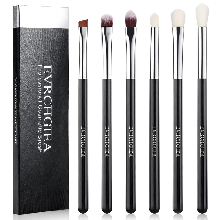 Eye Makeup Brush Set, 6 Pcs Professional Blending Eyeshadow Makeup Brushes for Concealer Eyebrows Eyeliner, Soft Hairs & Wood Handle