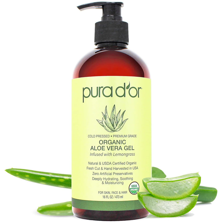 16 Oz ORGANIC Aloe Vera Gel - Unscented - All Natural - ZERO Artificial Preservatives - Deeply Hydrating & Moisturizing - Sunburn, Bug Bites, Rashes, Small Cuts, Eczema Relief - Skin & Hair