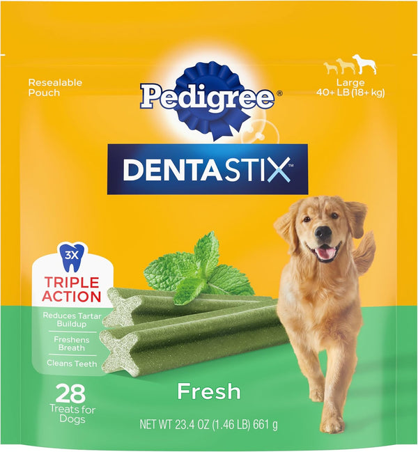 Dentastix Large Breed Dog Treats, Fresh Flavor, 1.46 Lb. Bag (28 Treats)