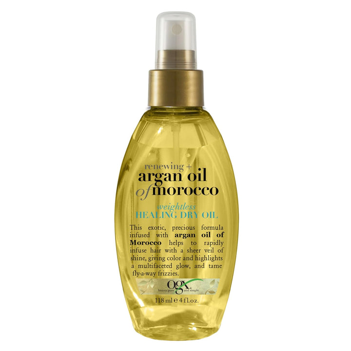 Renewing + Argan Oil of Morocco Weightless Healing Dry Oil Spray, Argan Oil for Hair Care, Lightweight Mist for Split Ends, Frizz Control & Shine, Paraben & Sulfated-Surfactants Free, 4 Fl Oz