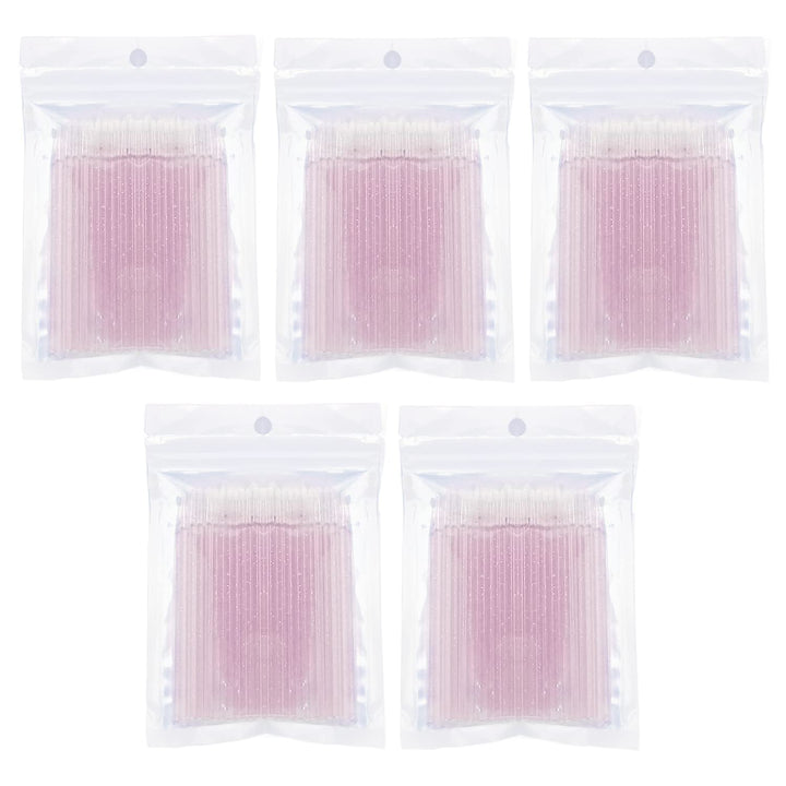500 Pcs Disposable Micro Applicator Brush for Eyelash Extension, Micro Cotton Swabs, Lips Mascara Wands Pink