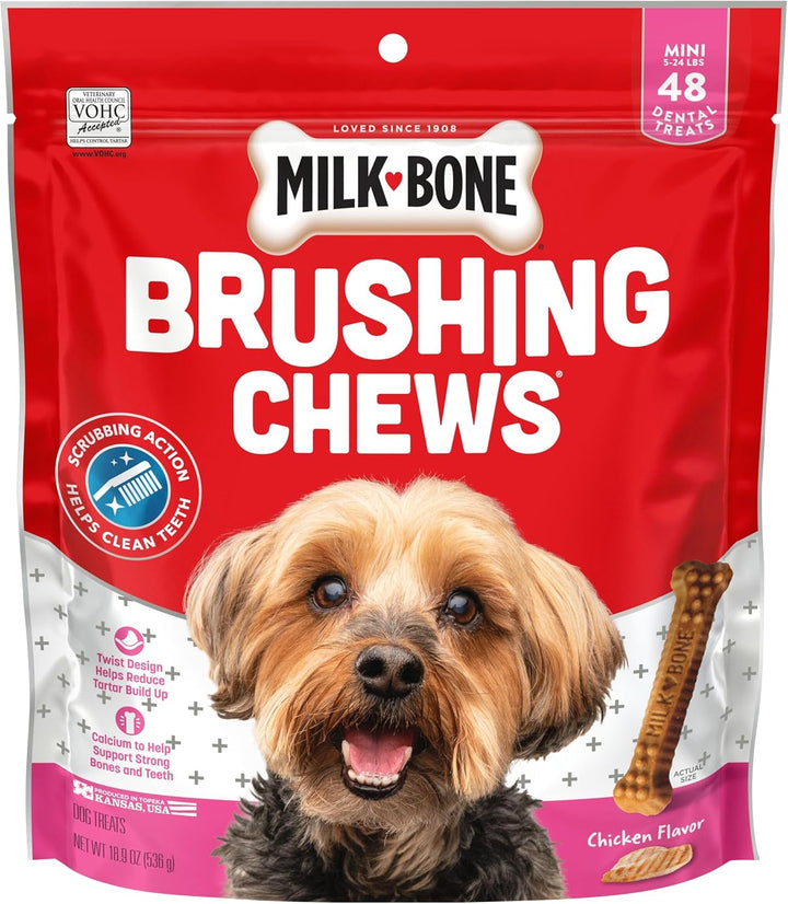 Brushing Chews Daily Dental Dog Treats, Chicken Flavor, Large, 25 Count
