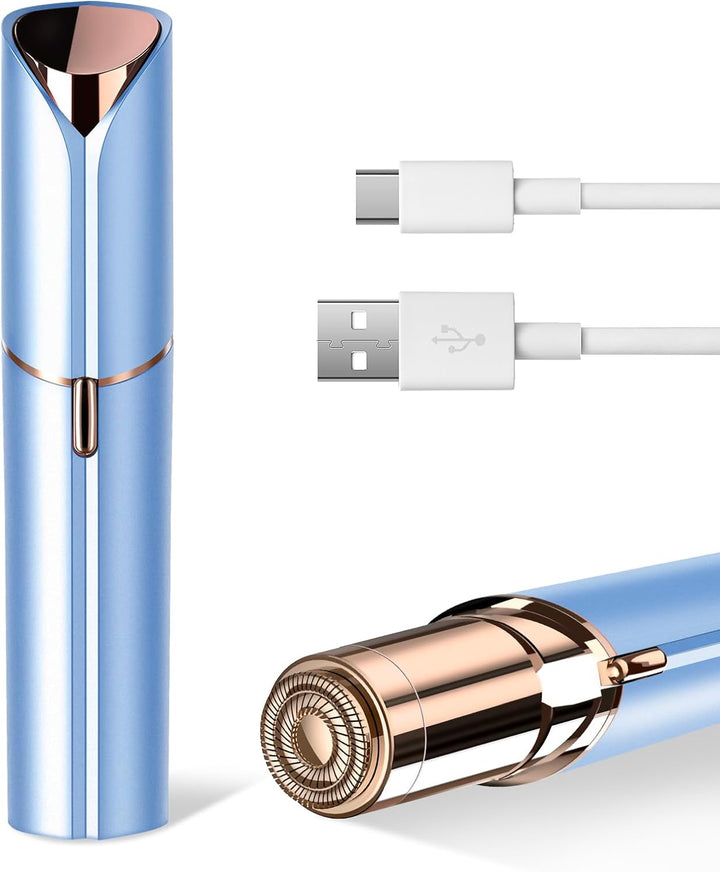 Facial Hair Remover for Women- as Seen on TV Painless Face Shaver -Mini Hair Remover, Electric Razor Shaver Portable Bikini Epilator for Lips, Chin, Armpit, Peach Fuzz, Fingers, Neck, Cheek(Rose Gold)