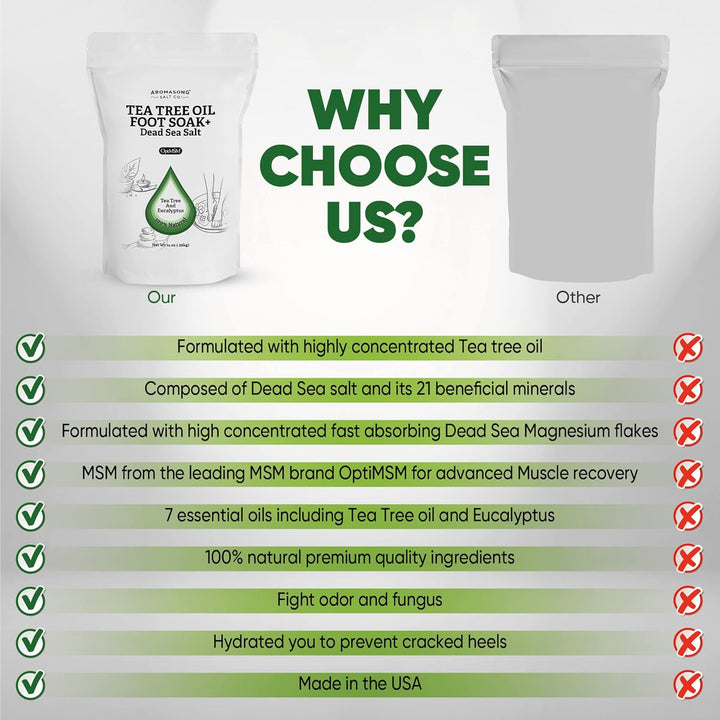 Tea Tree Foot Soak with Magnesium Flakes and Dead Sea Foot Soaking Salts - Pedicure Tea Tree Oil Foot Soak for Dry Cracked Feet-Athlete'S Callus Remover- Eliminates Odor- Packaging May Vary