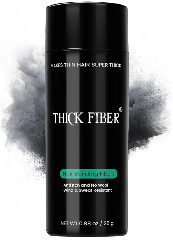 Hair Fibers for Thinning Hair & Bald Spots (BLACK) - 25G Bottle - Conceals Hair Loss in Seconds - Hair Powder for Women & Men