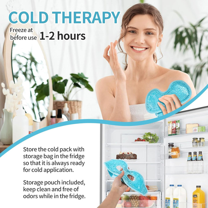 2PCS Gel Eye Mask Reusable Cold Therapy Gel Bead Eye Mask for Puffiness/Dark Circles/Eye Bags/Dry Eyes/Headaches/Migraines/Stress Relief (Blue)