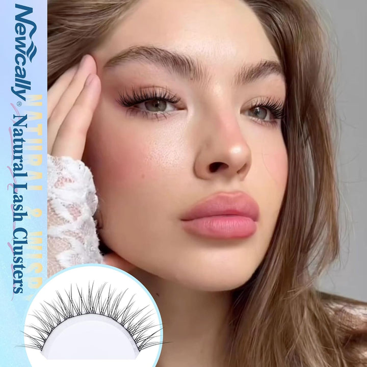 Natural Lash Clusters Kit DIY Lash Extension Kit Wispy Eyelash Extension Kit C-Curly Individual Lashes Kit 9-12MM Short Eyelash Clusters with Lash Remover by