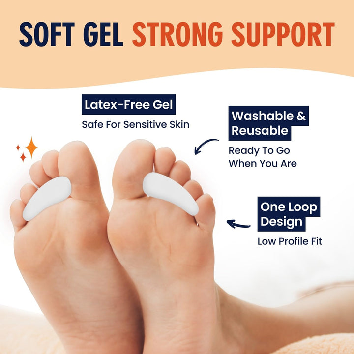 Hammer Toe Gels - 2 Pairs - Hammertoe Support Crest for Women & Men - Cushion & Temporary Splint for Toe Alignment, Crooked Toes, and Pain Relief - White - 1 Loop Design