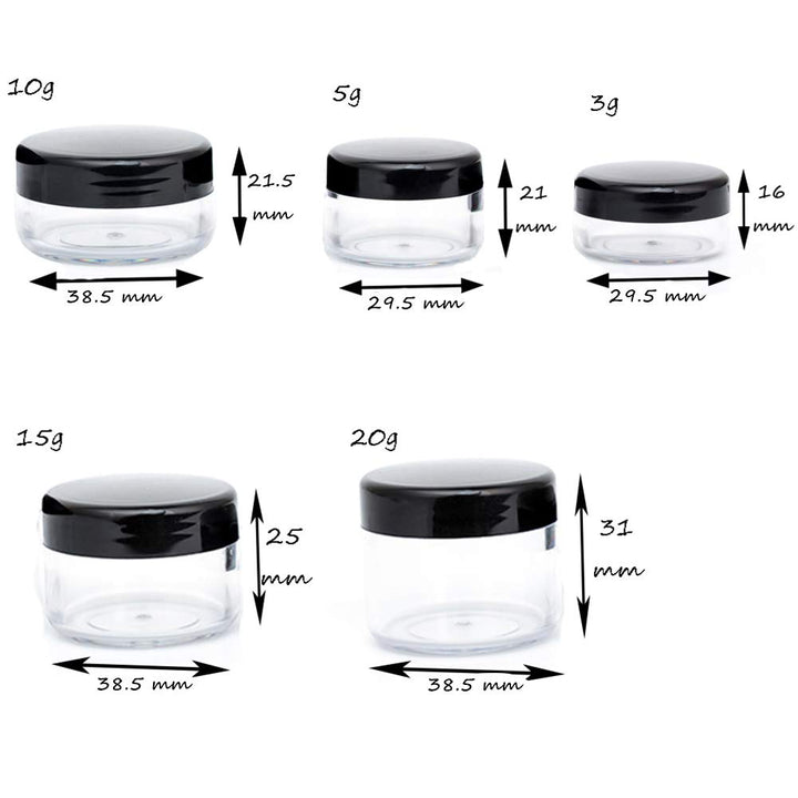 Polypropylene 5 Gram Cosmetic Containers 50Pcs Sample Jars Tiny Makeup Sample Containers with Lids (Black)