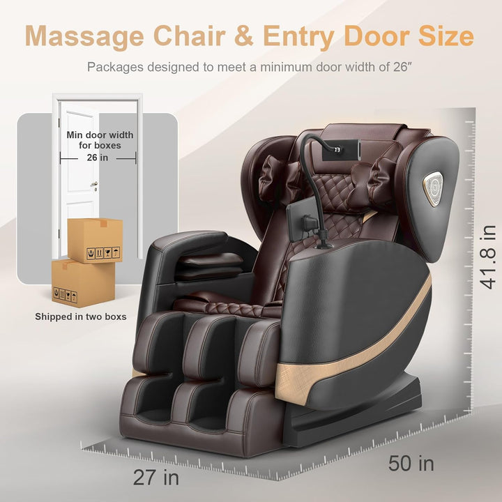 2025 Massage Chair Full Body, Zero Gravity Massage Chair with 10 Fix Rollers, Heating, Foot Massage, Auto Modes, Bluetooth Speaker, Touch Screen Controller (Upgraded Version)