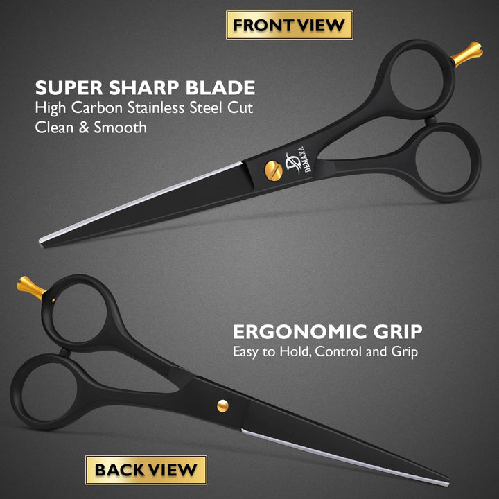 Professional Hair Scissors 6.5 Inch - Premium High Carbon Stainless Steel Barber Salon Hair Shears for Haircut Scissors - Ergonomic Design Super-Sharp Hair Cutting Shears Blades