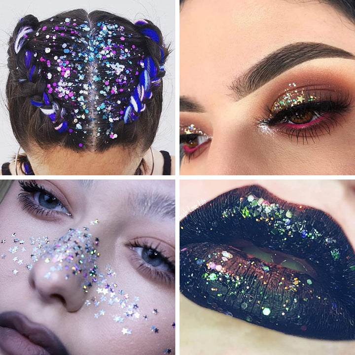 Pro Glitter Eyeshadow Palette - Professional 16 Colors - Chunky & Fine Pressed Glitter Eye Shadow Powder Makeup Pallet Highly Pigmented Ultra Shimmer for Face Body