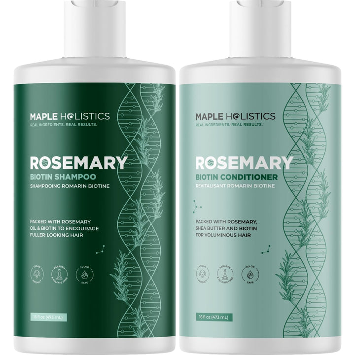 Rosemary Biotin Shampoo and Conditioner Set - Volumizing Shampoo and Conditioner for Thinning Hair for Women & Men with Nourishing B Vitamins - Color Safe Sulfate Paraben & Silicone Free (8 Fl Oz)