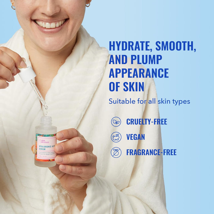 Hyaluronic Acid Serum - 1% Hyaluronic Acid Non-Greasy Ultra Hydrating Serum, Facial Moisturizer for Plumper Skin, Skin Care for Face