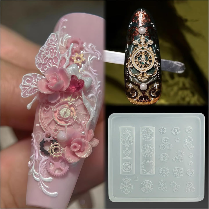 3D Flowers Nail Mold Silicone Nail Tools Spring Flower Nail Charms Resin Molds Nail Art for Accessories Nail Supplies