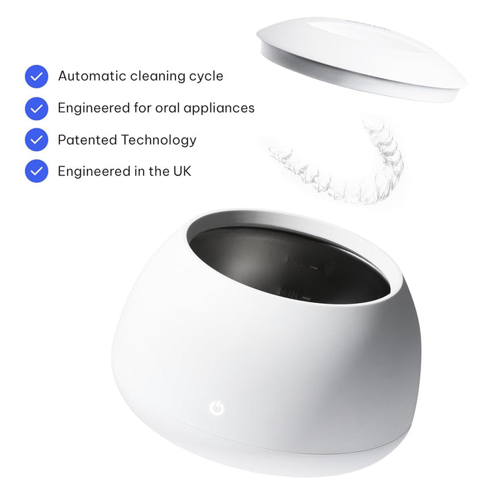 Pod: Ultrasonic Retainer Cleaner. the Original Retainer Cleaner Machine, Aligner Cleaner, Nightguard Cleaner, Mouthguard Cleaner, Denture Cleaner. Ultrasonic Cleaner for Oral Dental Care