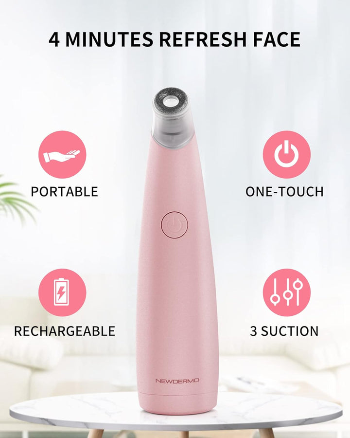 2-In-1 Microdermabrasion Machine for Facial, Diamond Microdermabrasion Device USB Rechargeable - Advanced Home Facial Treatment Machine (Pink)