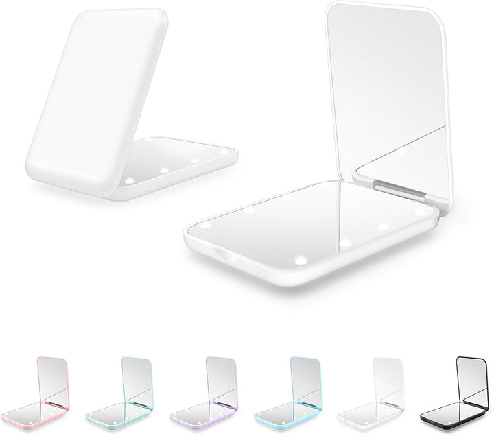 Compact Mirror, 1X/3X Magnification LED Pocket Mirror with Nternal Biattery, Mini Mirror for Purse, Pocket,Travel and Present (Pink)