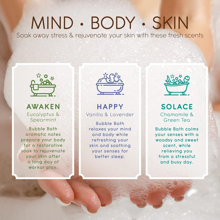 Bliss | 3 Fresh & Soothing Scents | Variety Pack | Liquid Bubble Bath 16 Fl Oz