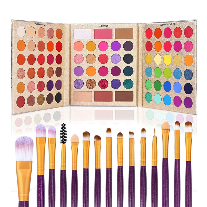 Eyeshadow Palette with 15Pcs Brushes Makeup Set, Pigmented 86 Colors Make up Sets Valentine'S Gift, Matte Shimmer Glitter Eye Shadow Pallet Highlighter Contour Blush Powder Brush Beauty Kit