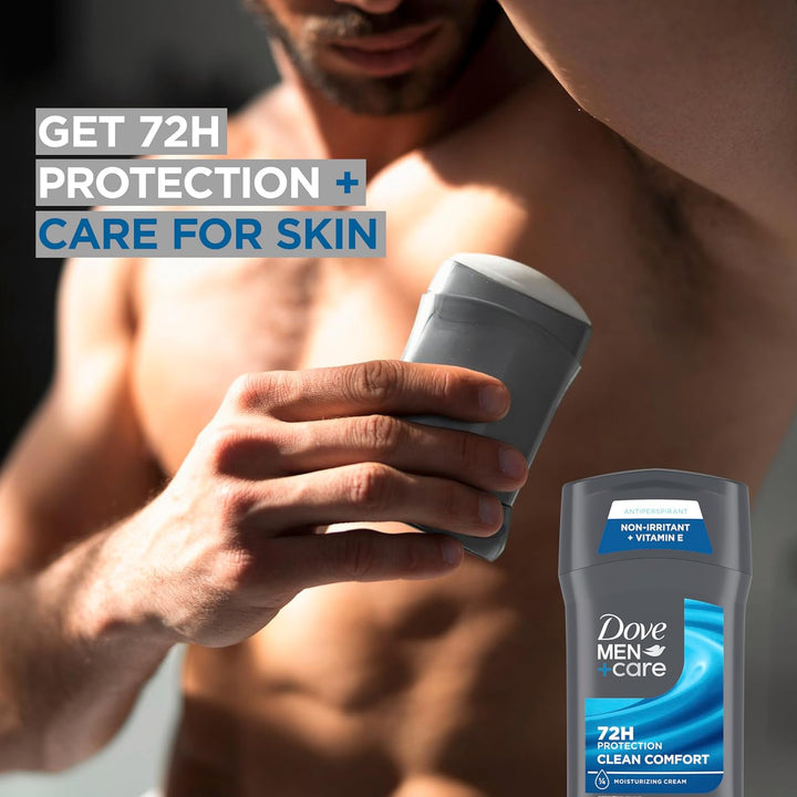 Antiperspirant Deodorant Stick Clean Comfort Twin Pack 72-Hour Sweat & Odor Protection Antiperspirant for Men with 1/4 Moisturizing Cream 2.7 Oz