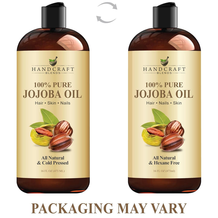 Jojoba Oil - Cold-Pressed 16 Fl Oz - 100% Pure and Natural Premium Grade Carrier Oil for Skin and Hair - Body Massage - Hexane-Free - Hair Relaxer for Tight Curls